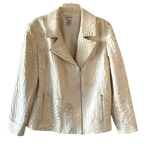 CHICO'S Luminesce Brienne Women’s Size 16/XL Cream Gold Full Zip Lined Jacket